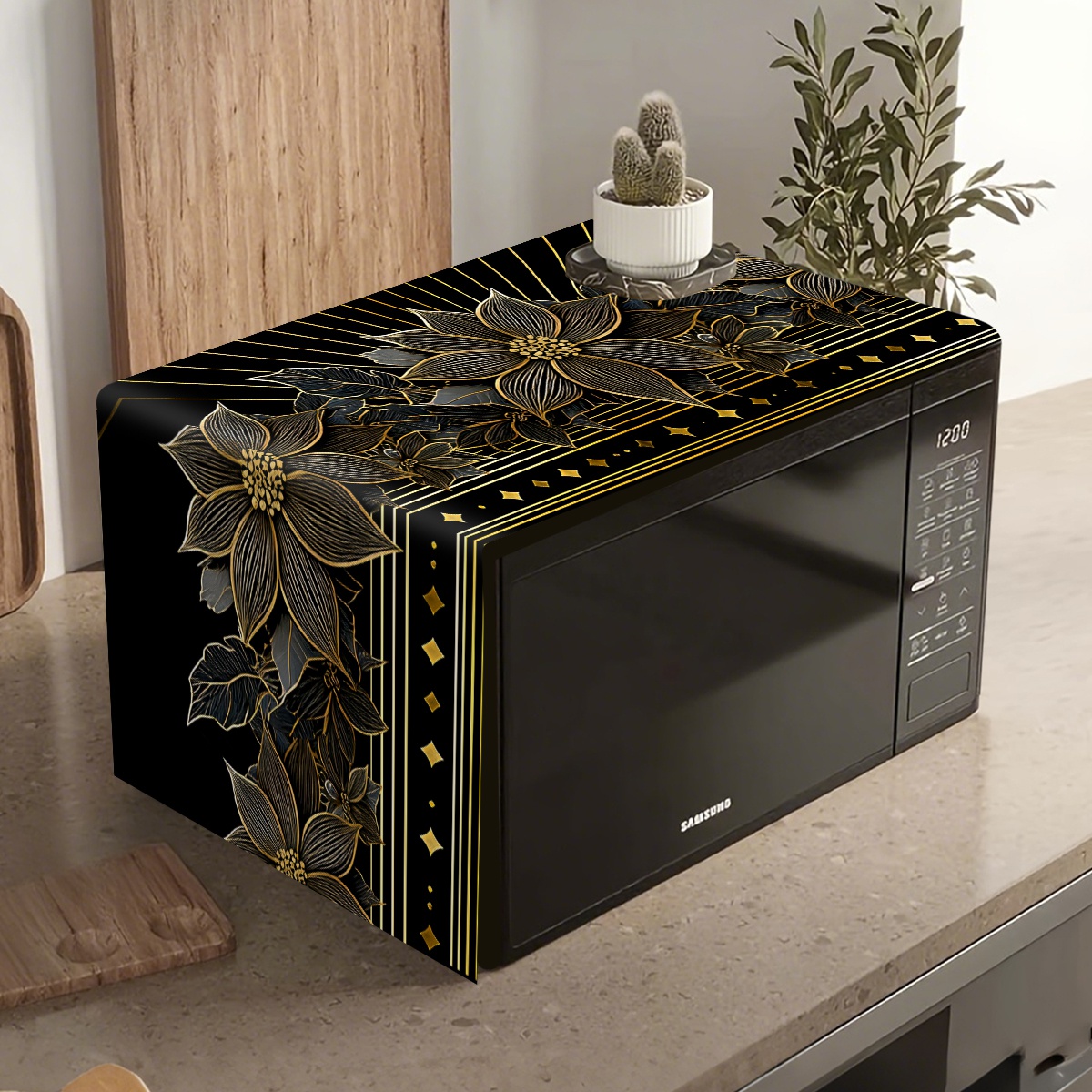 Kitchen Appliances Luxury - غطاء واقي فاخر للميكروويف بنقشة زهور