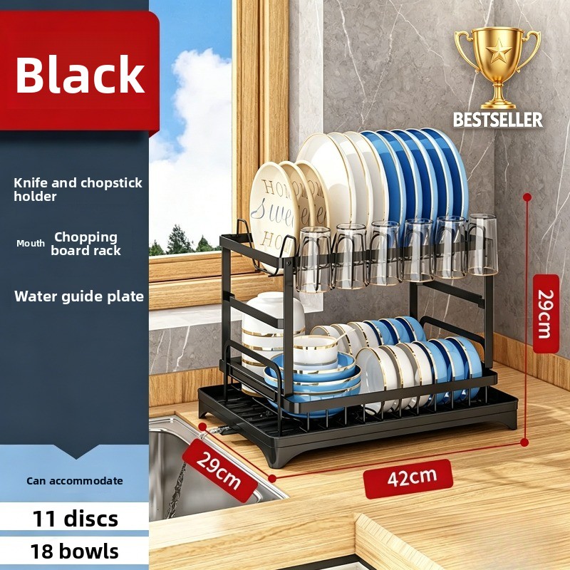 Kitchen Appliances Storage - رف تجفيف أطباق مزدوج الطبقات ذو