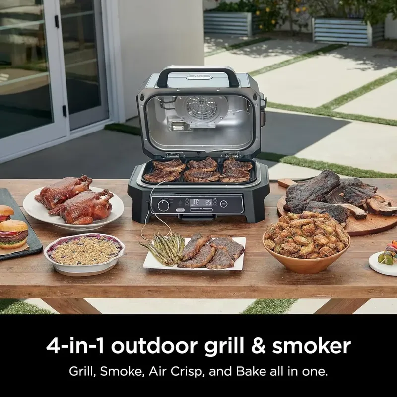 شواية وسموكر خارجي 4 في 1 من و - مراجعة Electric Smoker Bbq وسعره