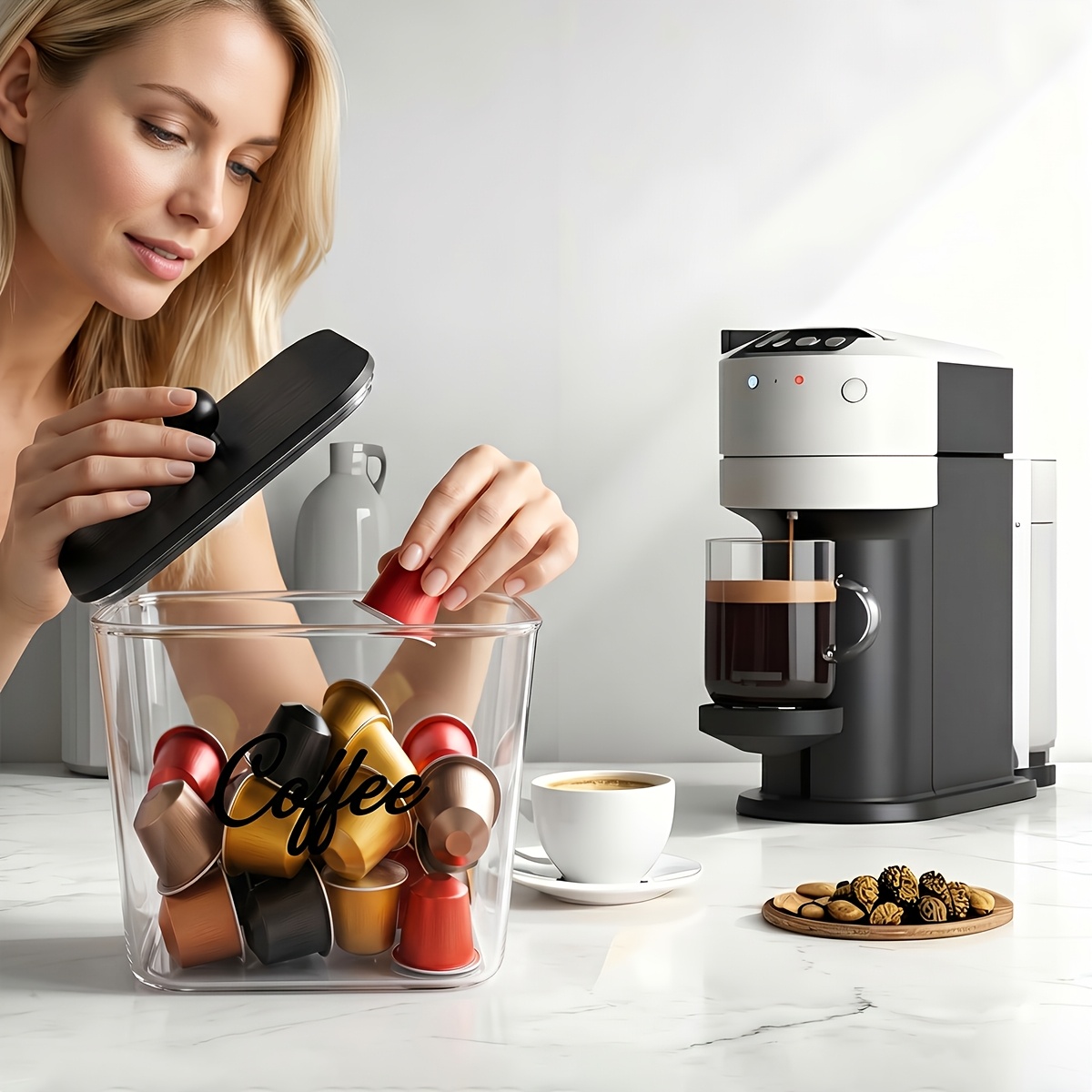 حامل كبسولات القهوة مع أغطية،  - مراجعة Kitchen Appliances Organizer وسعره