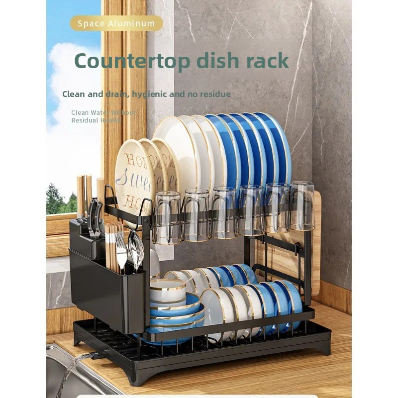 رف تجفيف أطباق مزدوج الطبقات ذ - مراجعة Kitchen Appliances Storage وسعره