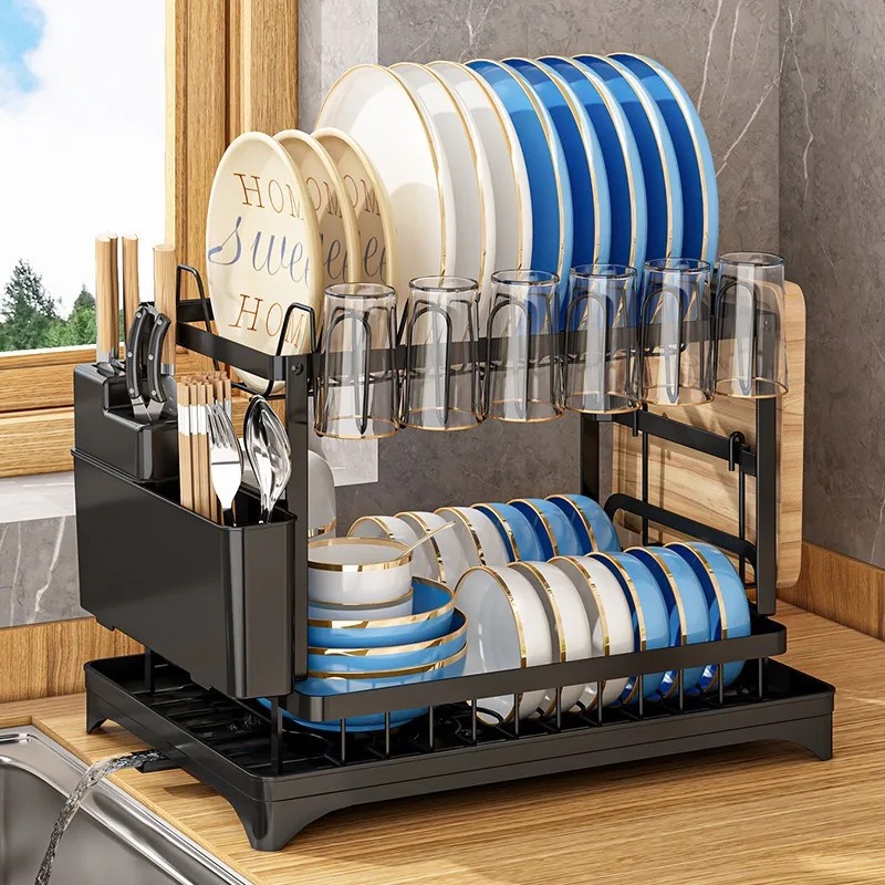 رف تجفيف أطباق مزدوج الطبقات ذ - مراجعة Kitchen Appliances Storage وسعره