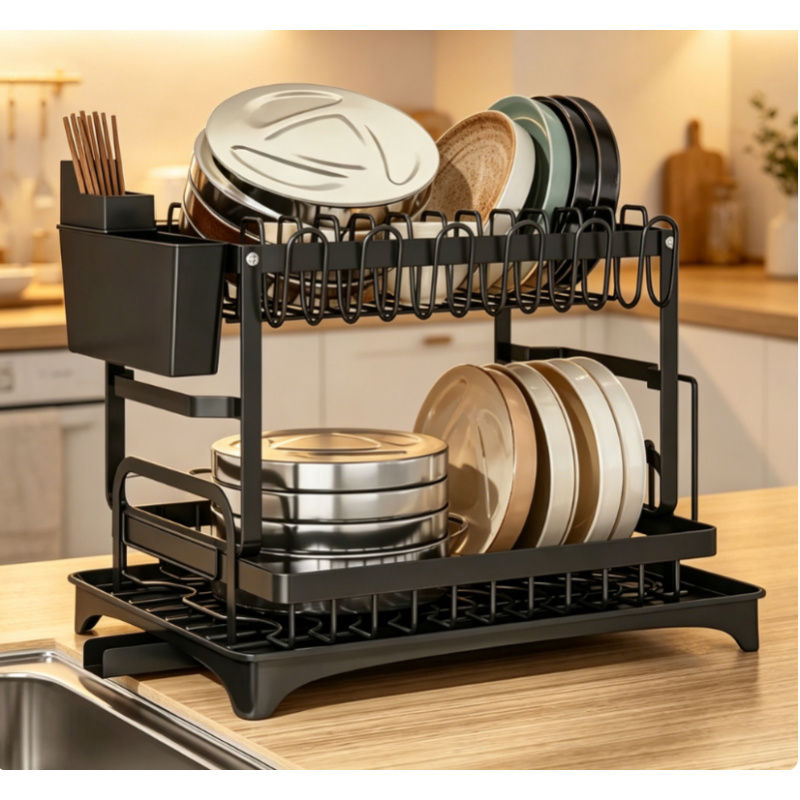 رف أطباق معدني فاخر ذو طبقتين  - مراجعة Kitchen Appliances Storage وسعره