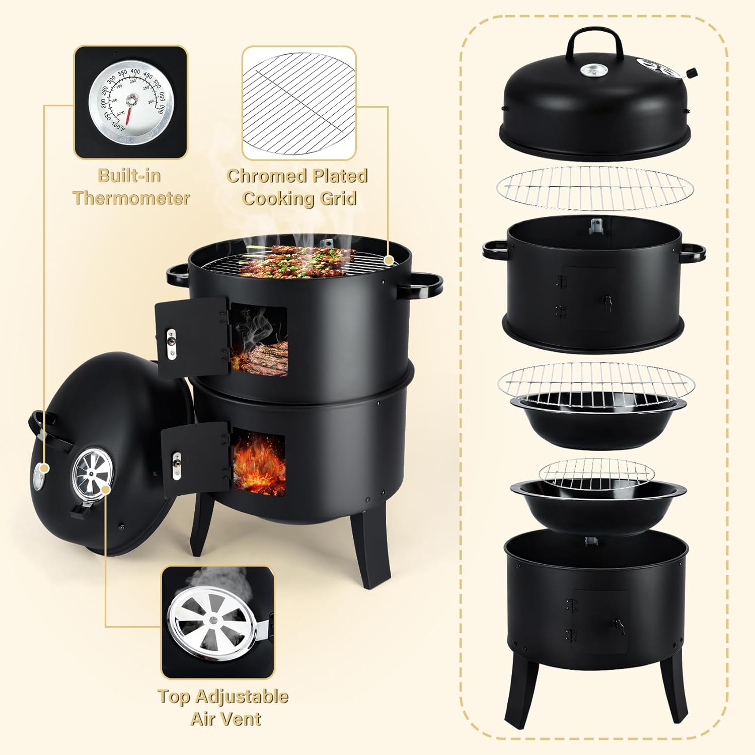 شواية فحم عمودية، شواية باربكي - مراجعة Electric Smoker Bbq وسعره