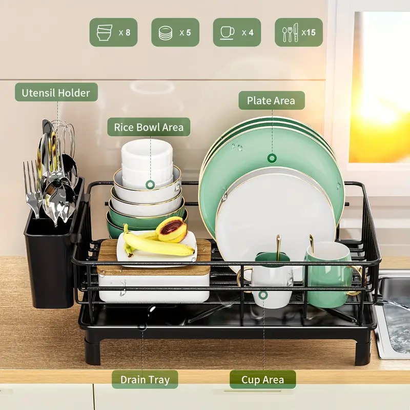 رف تجفيف أطباق مقاوم للصدأ لسط - مراجعة Kitchen Appliances Storage وسعره